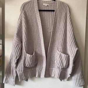 Miracle|Boho Cozy Knit Open-Front Sweater|Pale Light Gray/Mushroom|M/L|GUC